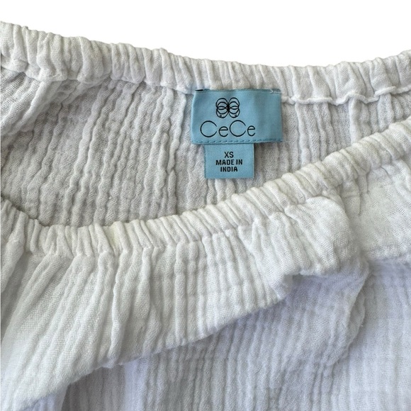 CeCe Women’s White Ruffled Blouse Size XS - Picture 5 of 8
